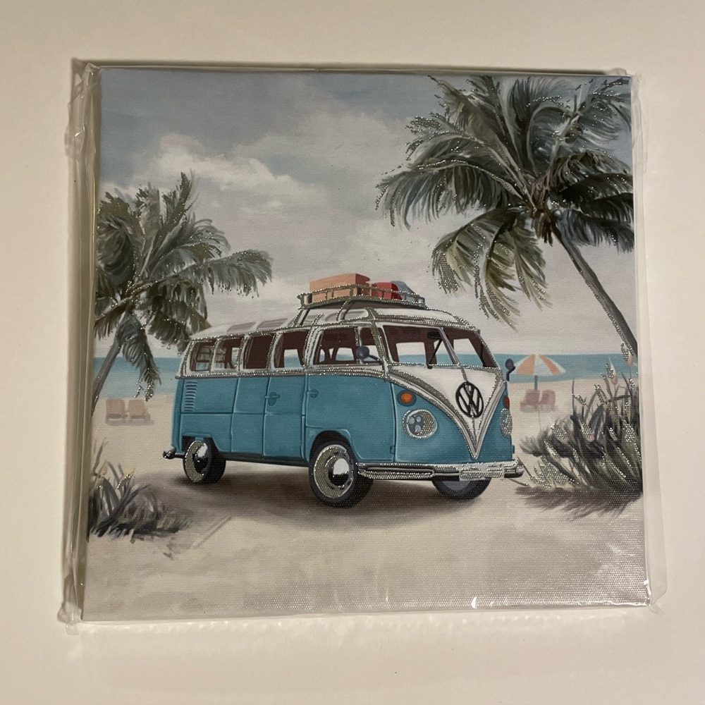 VW Camper Van / Bus/ Combi Wall Art Canvas 8”x8” New